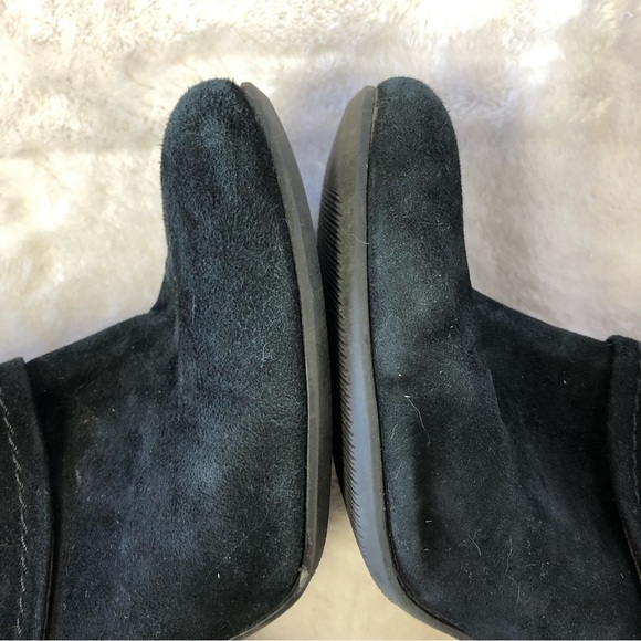 Black Suede Heeled Booties With Brown Strap and Buckle Size 37 (US 7) - Picture 13 of 13